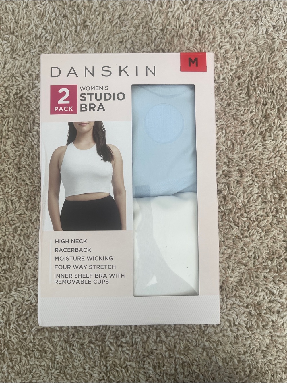 Danskin Women’s 2-Pack Studio Bras - Light Blue & White